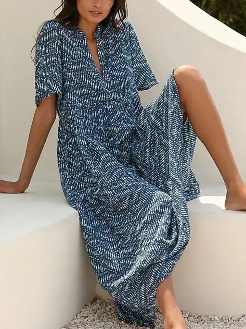 Anthropologie Women’s Celandine Kallie Flutter Sleeve Tunic Maxi Dress
